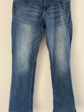 L.E.I. Vintage Y2K Low Mid Rise Bootcut Flare Jeans 17 Regular Embellished